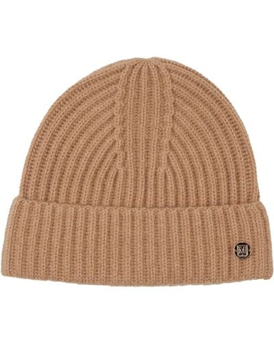 Bruno Magli Cashmere Ribbed Knit Beanie - Natural