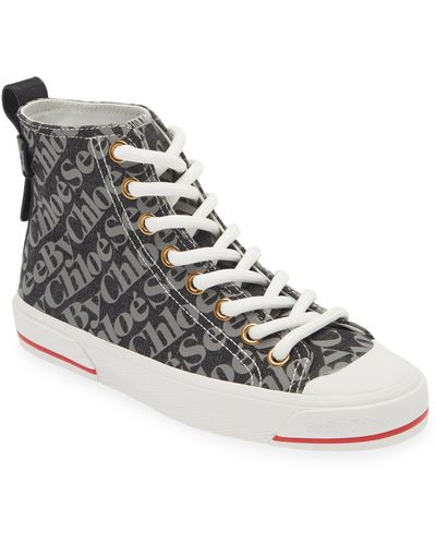 See By Chloé Printed Canvas High Top Sneaker - White