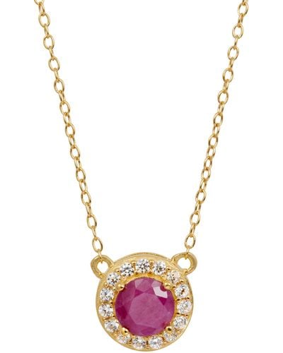Savvy Cie Jewels Gemstone Halo Pendant Necklace - White