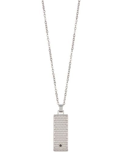 William Rast Stainless Steel Studded High Polish Dg Tag Necklace In Silver At Nordstrom Rack - Metallic