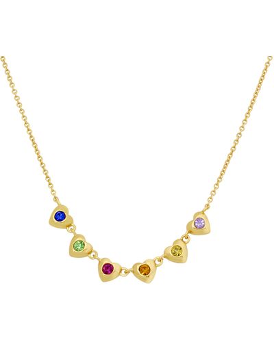 Kurt Geiger Rainbow Crystal Heart Necklace - Metallic