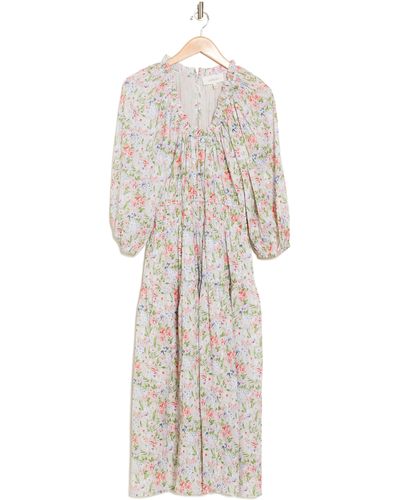 The Great The Moonstone Floral Long Sleeve Dress - White