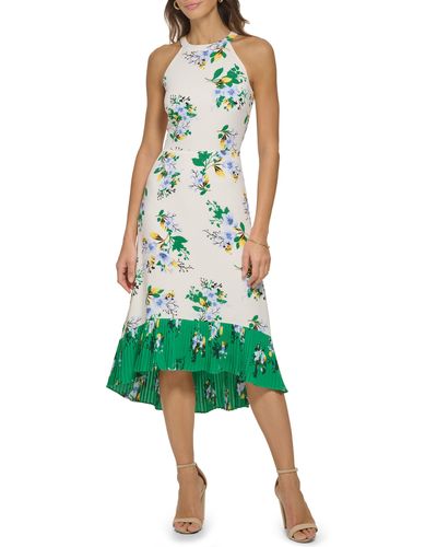 Kensie Floral High-low Maxi Dress - Green