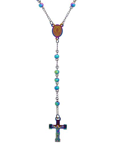 HMY Jewelry Rosary Crucifix Necklace - Multicolor