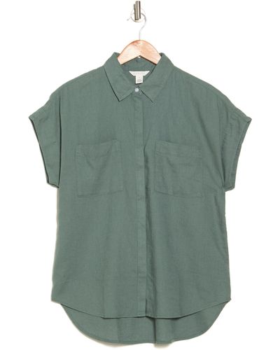 Caslon Double Pocket Camp Shirt - Green
