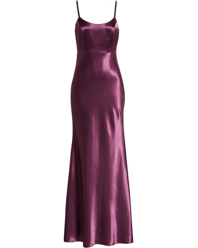 Lulus Make You Shine Satin Evening Dress In Dark Purple At Nordstrom Rack