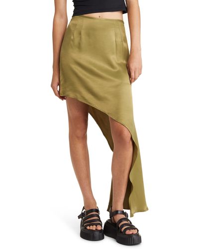 TOPSHOP Side Drape Satin Miniskirt - Green