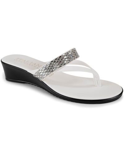 Italian Shoemakers Ashi Wedge Thong Sandal - White