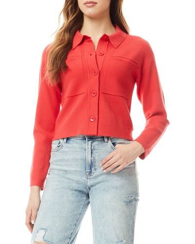 Love By Design Kogan Double Knit Crop Cardigan - Red