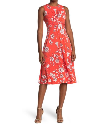 Vince Camuto Twist Front Midi Dress - Red