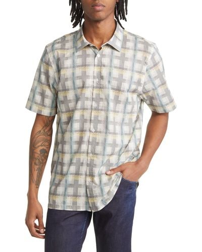 Good Man Brand Big On-point Short Sleeve Organic Cotton Button-up Shirt - Gray