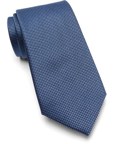 Duchamp Micro Pattern Silk Tie - Blue