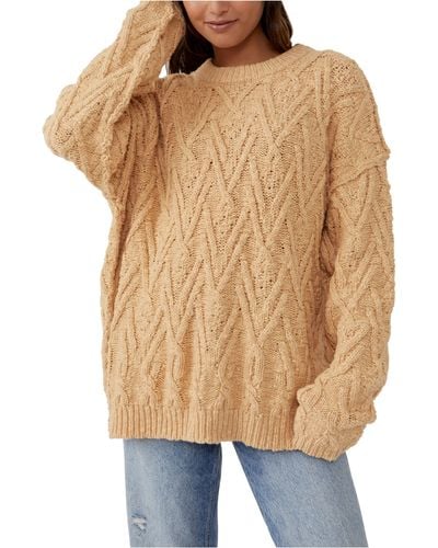 Free People Isla Cable Stitch Tunic Sweater - Natural