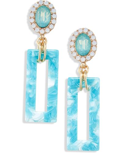 Tasha Crystal Enamel Drop Earrings - Blue