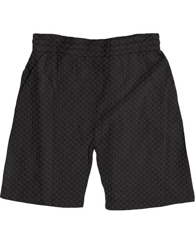 FLEECE FACTORY Terry Embossed Squares Shorts - Black