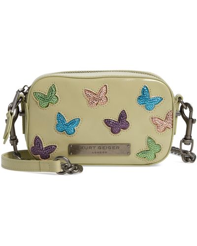 Kurt Geiger Crystal Butterfly Leather Crossbody Bag - Green