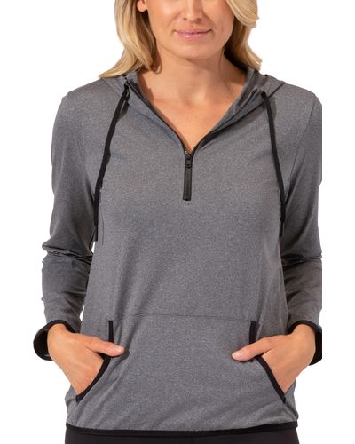 Threads For Thought Performance Jersey Quarter-zip Hoodie - Gray
