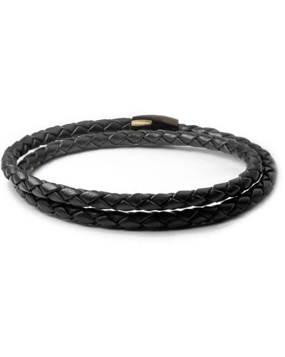 Liza Schwartz Double Wrap Braided Leather Bracelet - Black