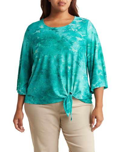 Ruby Rd. Tropical Textured Knit Top - Blue