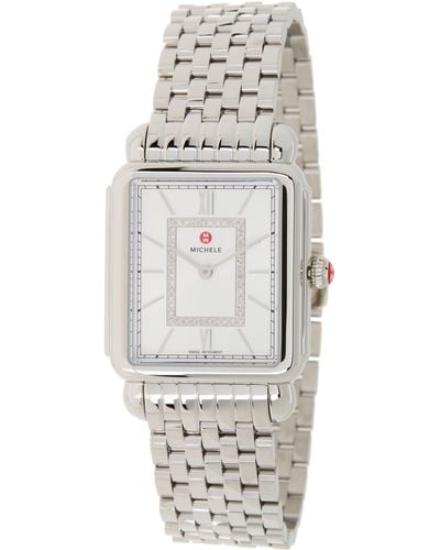 Michele Deco Ii Diamond Bracelet Watch - Gray