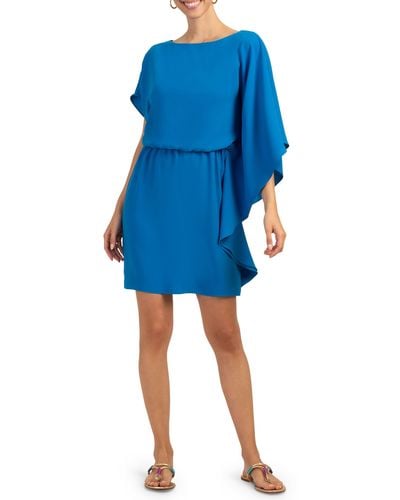 Trina Turk Maison Asymmetric Sleeve Dress - Blue