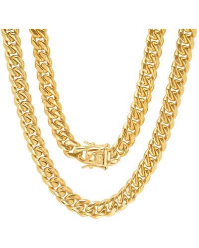 HMY Jewelry 18k Gold Plated Stainless Steel 30" Curb Chain Necklace - Metallic