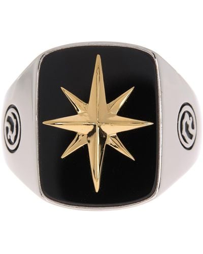Effy Sterling Silver & 18k Yellow Gold Star Onyx Ring - Black
