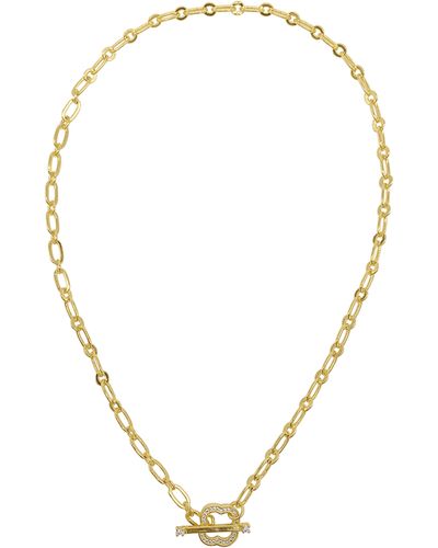 Adornia Crystal Clover Paperclip Chain Necklace - Yellow