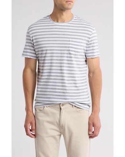Slate & Stone Stripe Cotton Pocket T-shirt - White