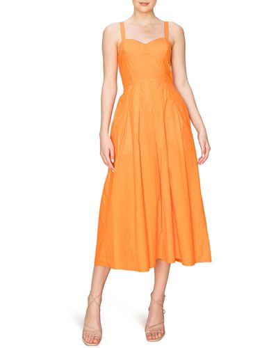 MELLODAY Pleated A-line Sundress - Orange