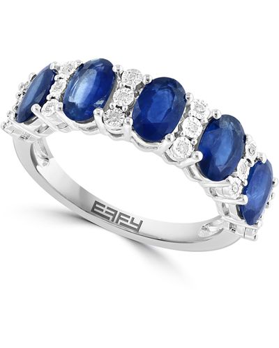 Effy Sterling Silver Diamond Ring - Blue