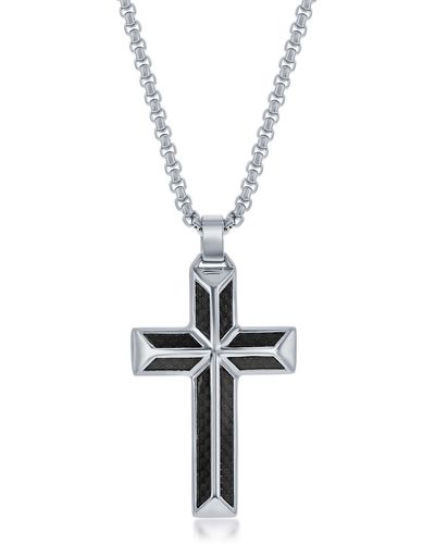 Black Jack Jewelry Black Fiber Cross Necklace