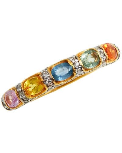 Savvy Cie Jewels Yellow Gold Vermeil Multicolor Sapphire Ring