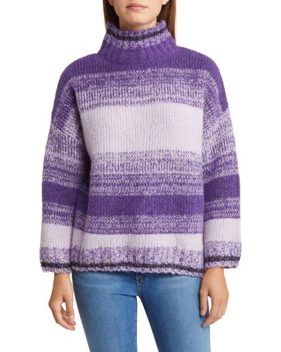 Wit & Wisdom Ombré Stripe Turtleneck Sweater - Purple