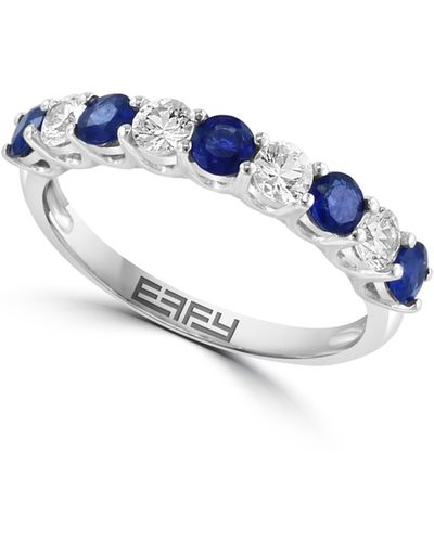 Effy 14k White Gold Blue & White Sapphire Ring
