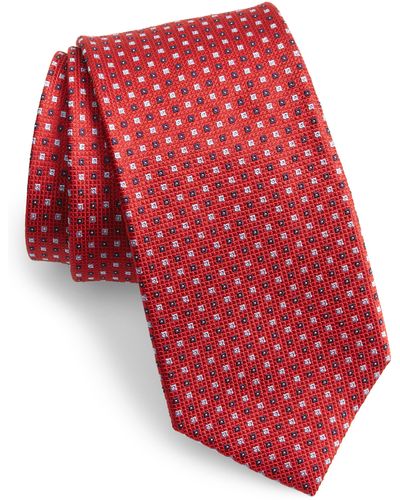 Duchamp Micro Neat Silk Tie - Red