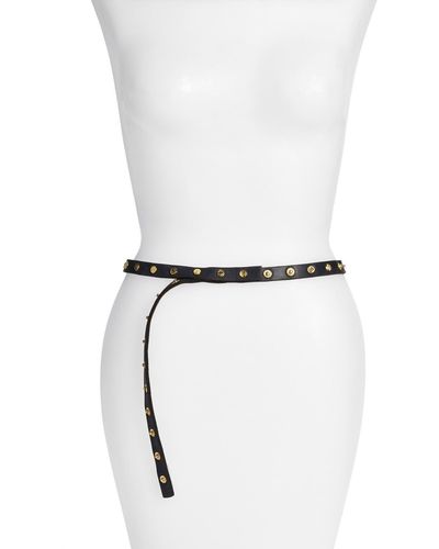 Ada 'cala' Studded Skinny Leather Belt - White