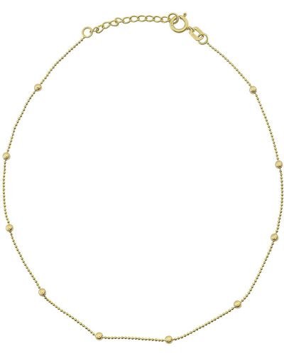 CANDELA JEWELRY 14k Yellow Gold Beaded Ball Chain Anklet - White