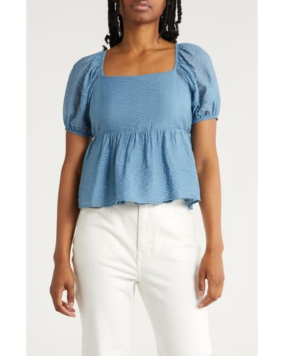 Melrose and Market Puff Sleeve Babydoll Top - Blue