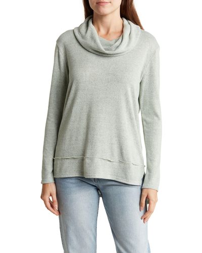 Forgotten Grace Cowl Neck High/low Knit Sweater - Gray