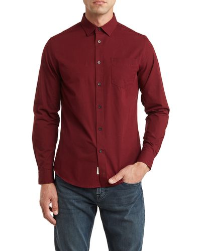 Report Collection Cotton Neppy Button-up Shirt - Red