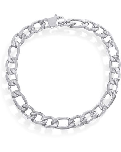Black Jack Jewelry Textured 8mm Figaro Chain Bracelet - White