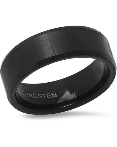 HMY Jewelry Brushed Black Ip Tungsten Band Ring