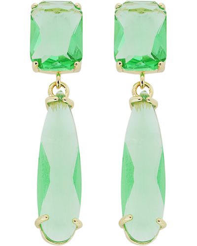 Panacea Crystal Teardrop Earrings - Green