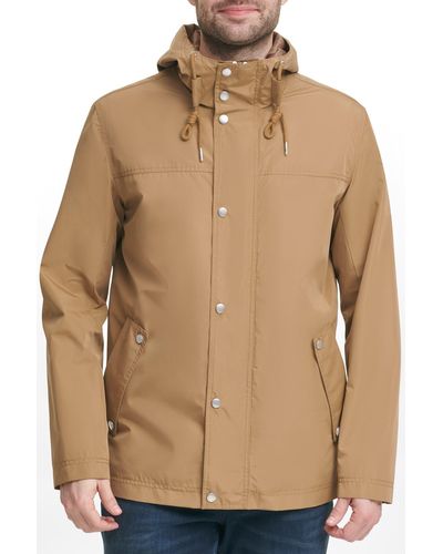 Cole Haan Packable Hooded Rain Jacket - Natural