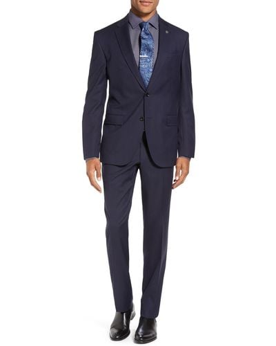 Ted Baker 'jay' Trim Fit Solid Wool Suit - Blue