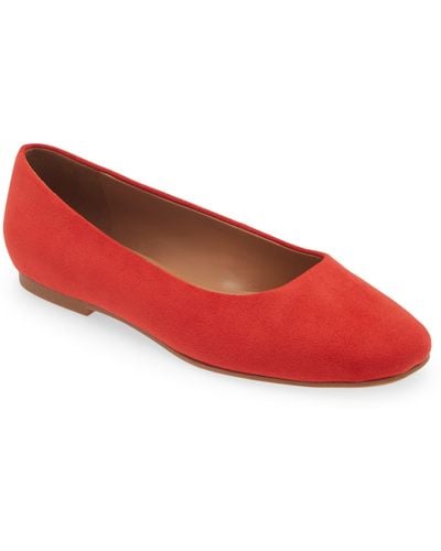 Nordstrom Square Toe Flat - Red