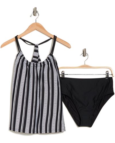 Next Geo Stripe Two-piece Swimsuit - Black