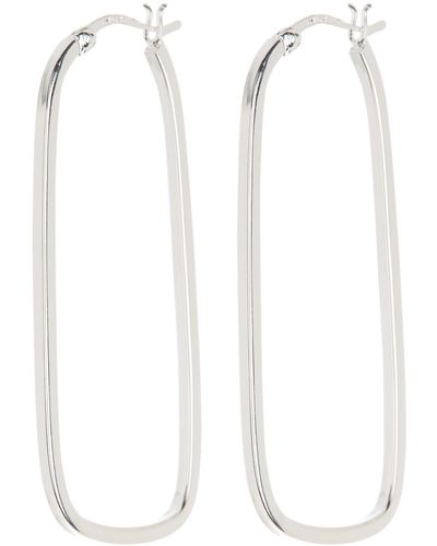 Argento Vivo Sterling Silver Oval Hoop Earrings - White