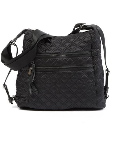 Sondra Roberts Convertible Quilted Nylon Tote Backpack - Black